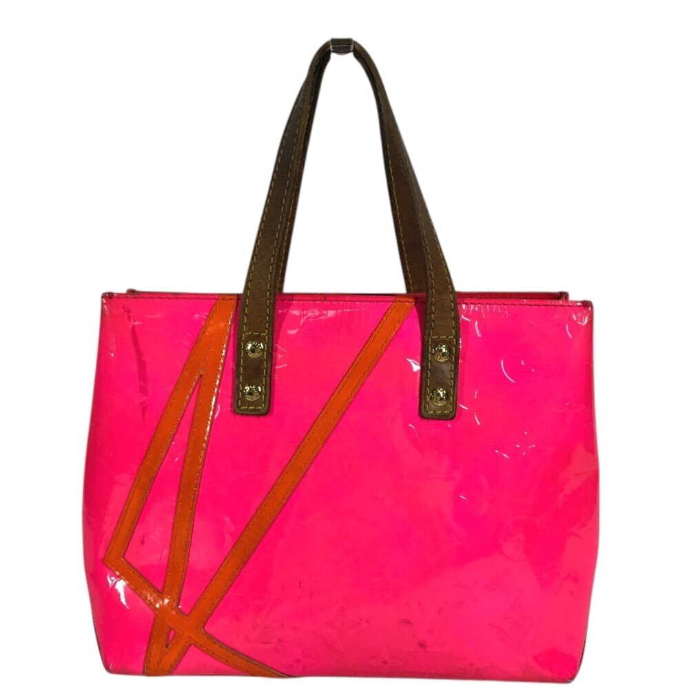 LOUIS VUITTON M91903 Monogram Vernis Fluorescent Lead PM Handbag, Women's, Pink